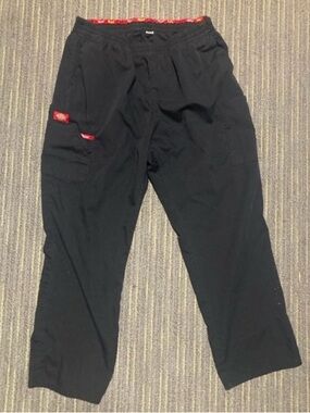 Dickies Black Cargo Work Pants with Red Accent Women’s Size Large Petite